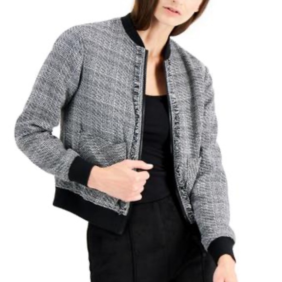 Anne Klein Jackets & Blazers - Anne Klein Tweed Bomber Jacket in Anne Black and White Combo, Size: Medium